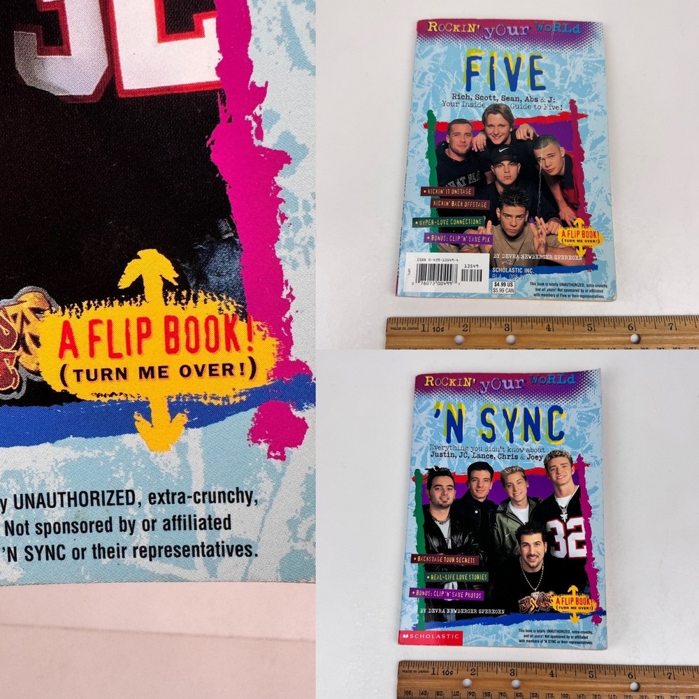 1999 Nsync Five Band‎ Rockin Your World Flip Over book Pics 1st Scholastic Print